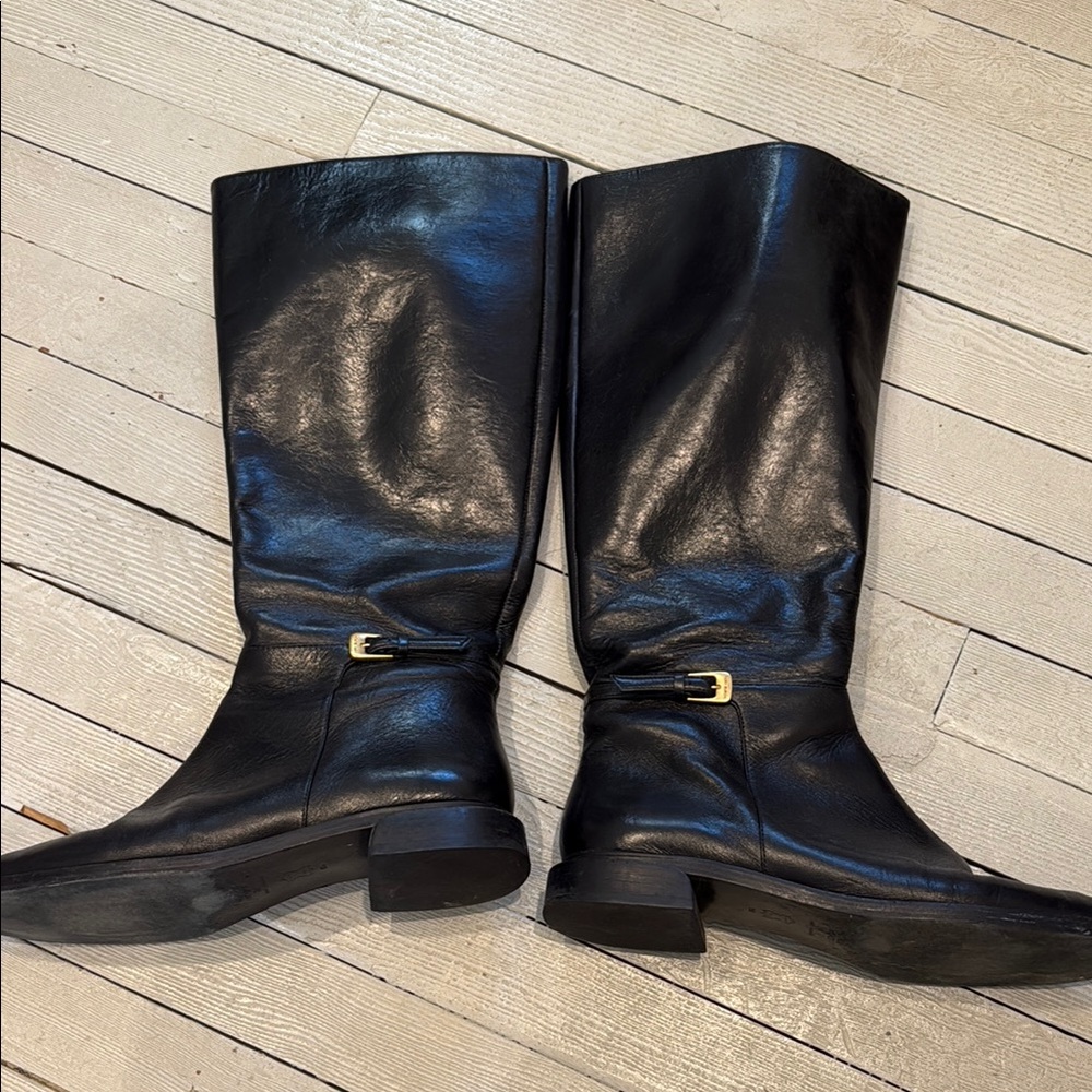 Tory Burch Black Leather Knee-High Boots